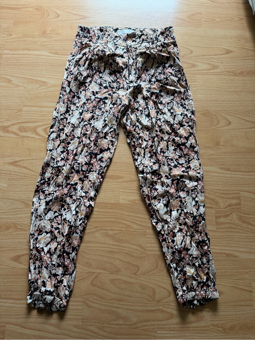 Anthropologie Women Diandra Floral Print Tapered Zipper Hem Pants Boho Chic - Picture 3 of 8